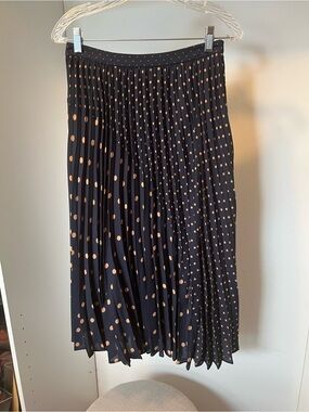 Banana Republic Navy Pleated Polka Dot Skirt 2 NWT